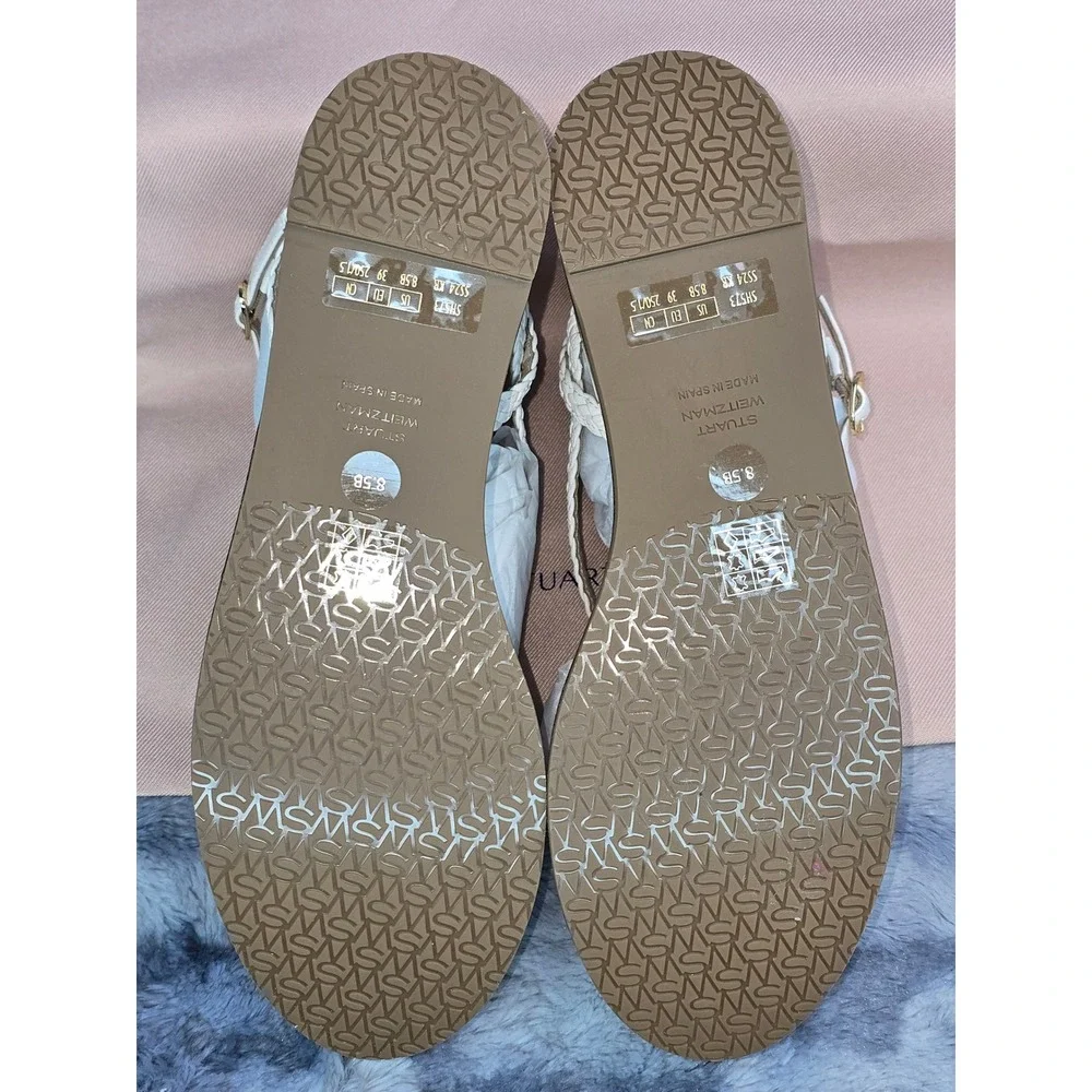 Stuart Weitzman Wovette Wedge Seashell Walnut Braided Strappy Women 8.5 B
